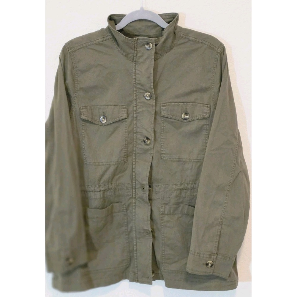 Chore Utility Shacket Olive Color  Grunge Women's XXL Coat Jacket Full Zip Pocke